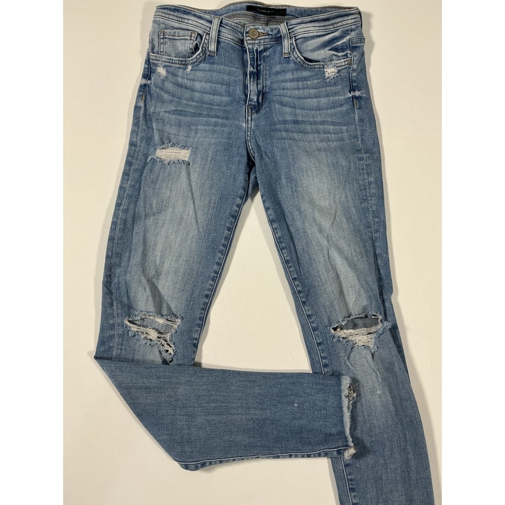 Flying Monkey Mid Rise Ankle Skinny Jeans Distressed Ripped Raw Hem Size 27